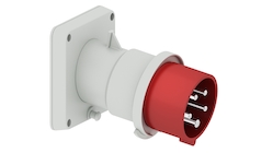 Panel mounting appliance inlet, angled