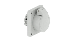 Low voltage panel-mounting socket outlet